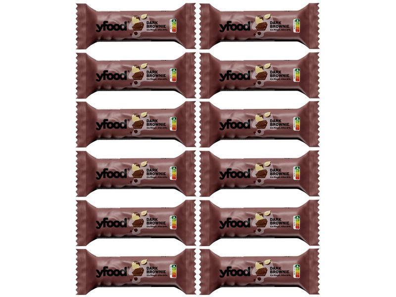 YFOOD Riegel Dark Brownie 12 x 60 g High-Protein Riegel ohne Zuckerzusatz