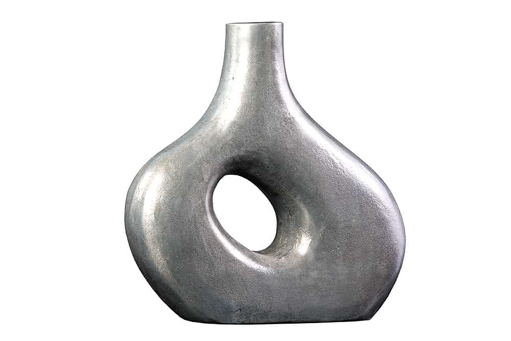 Handgefertigte Vase RING 40cm dunkelgrau Metall Dekoration Blumenvase