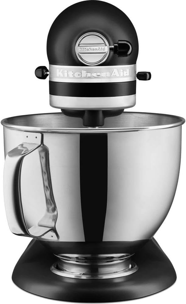 KitchenAid Küchenmaschine - Artisan - Kippbarem Food Processor - Teigknetmaschine mit 3 Zubehör und Schüssel aus Edelstahl - 4.8 L - Matt schwarz