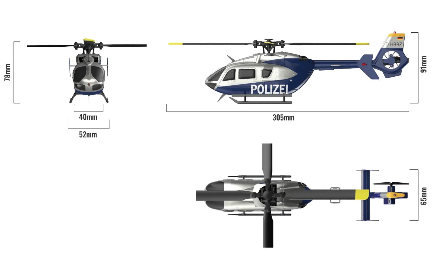 Helikopter AFX-135 Polizei 4-Kanal Singlerotor RTF<br>Kleiner Scale Heli mit 4-Kanal Steuerung für Einsteiger und Fortgeschrittene