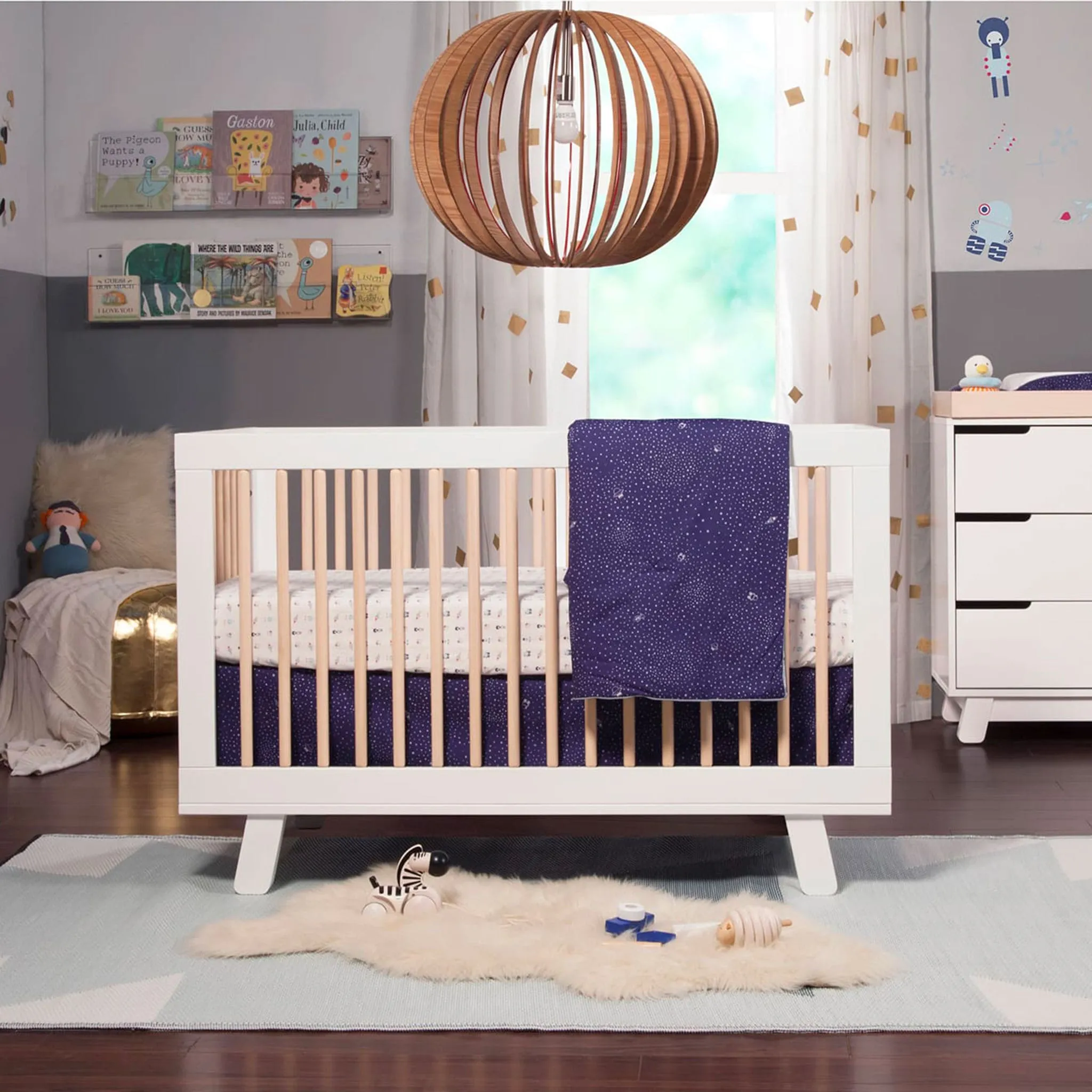 Babyletto Couchette Convertible 3 en 1 Hudson - Blanc  Naturel Lavé