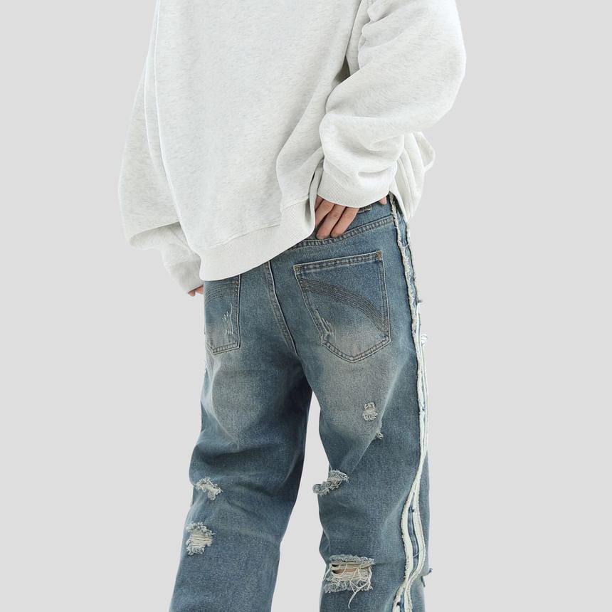 INStudio - Hoge taille, versleten, losse jeans