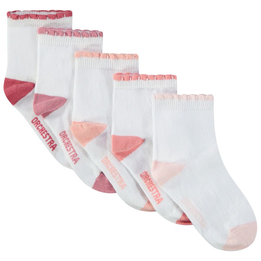 Lot de 5 paires de chaussettes festonnées pour fille - Rouge