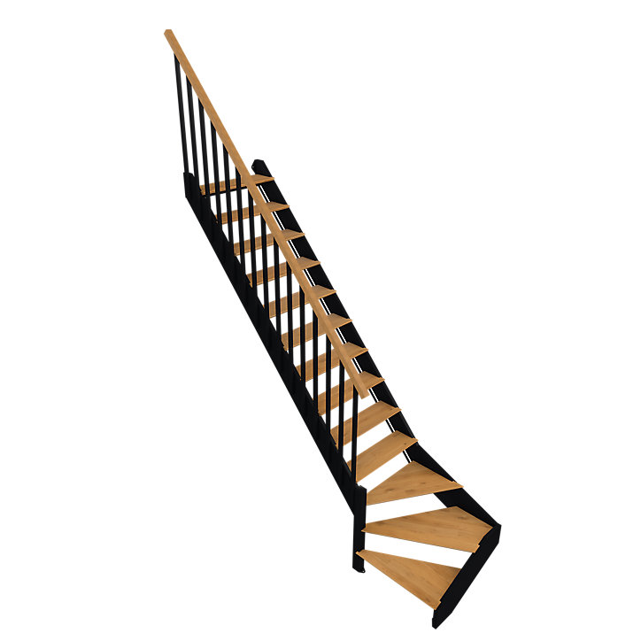 Escalier quart tournant droit FORTIA chêne et aluminium noir Gagliano