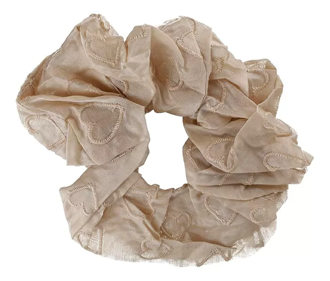 By Stær Manuella Scrunchie Beige Hjerter - 1 stk.