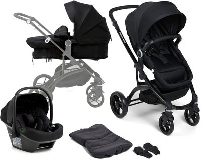 Beemoo Move 2-in-1 Kombivogn Inkl. Beemoo Route i-Size Babybilstol, Black/Black Stone