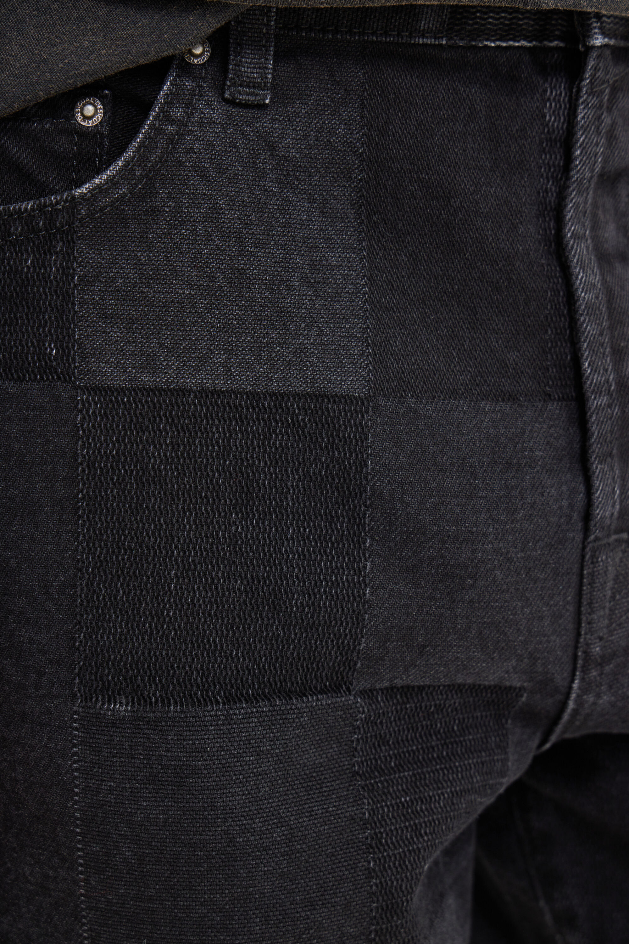 Jean court jacquard patchwork