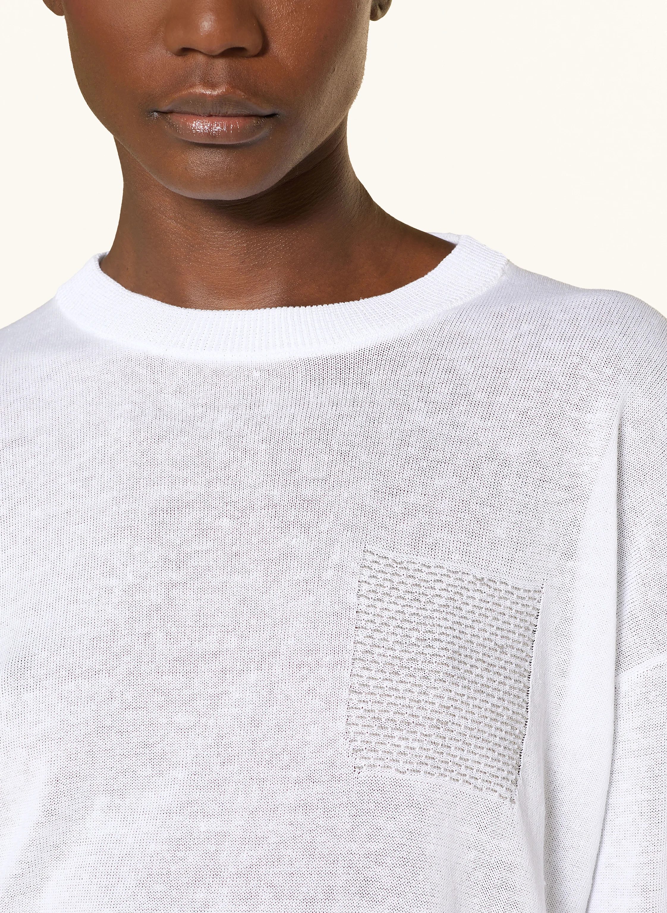 PESERICO Pullover mit Leinen und Schmuckperlen
