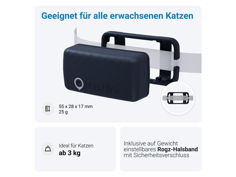 tractive GPS-Tracker CAT Mini LTE, Dunkelblau GPS Tracker für Katzen