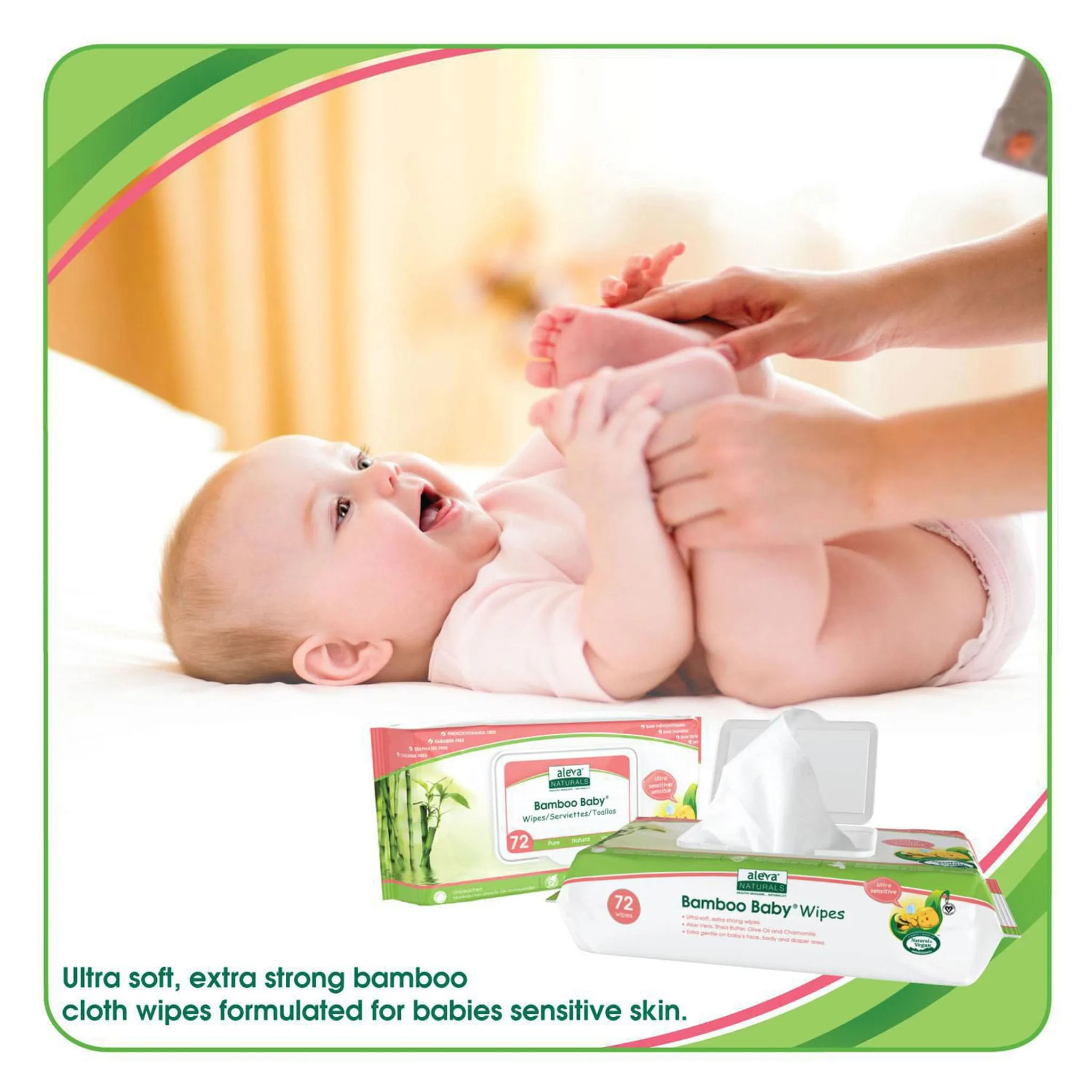 Aleva Naturals Lingettes Peaux Sensibles Bambou Baby (216)