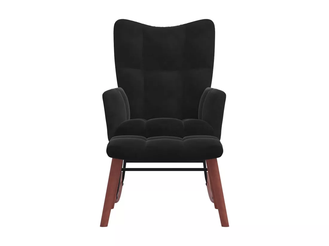 Chaise à bascule avec repose-pied Noir Velours