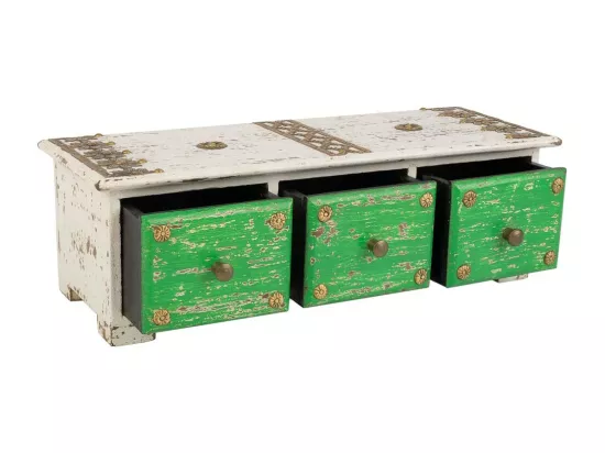 Boîte à bijoux en bois avec détails métalliques blancs 36x15x10h