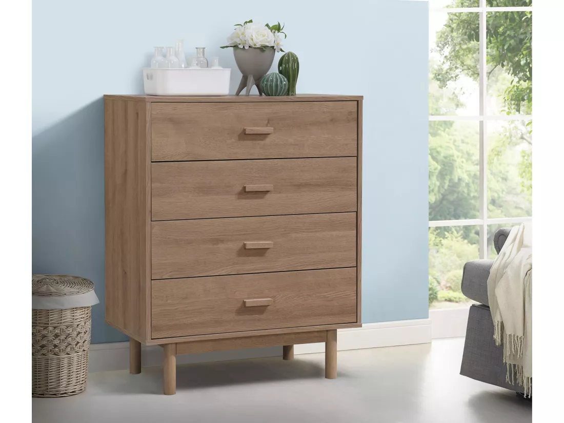 Commode avec 4 tiroirs Chêne