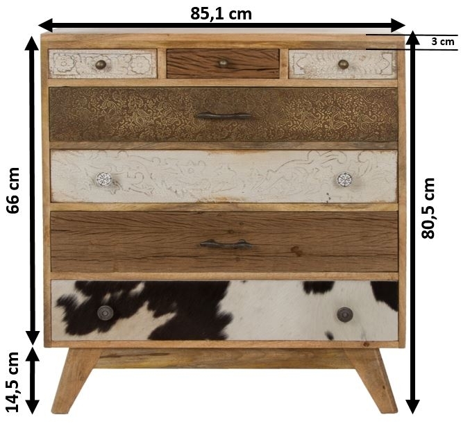Kommode NEELU - braun - 7 Schubkästen - 70 cm