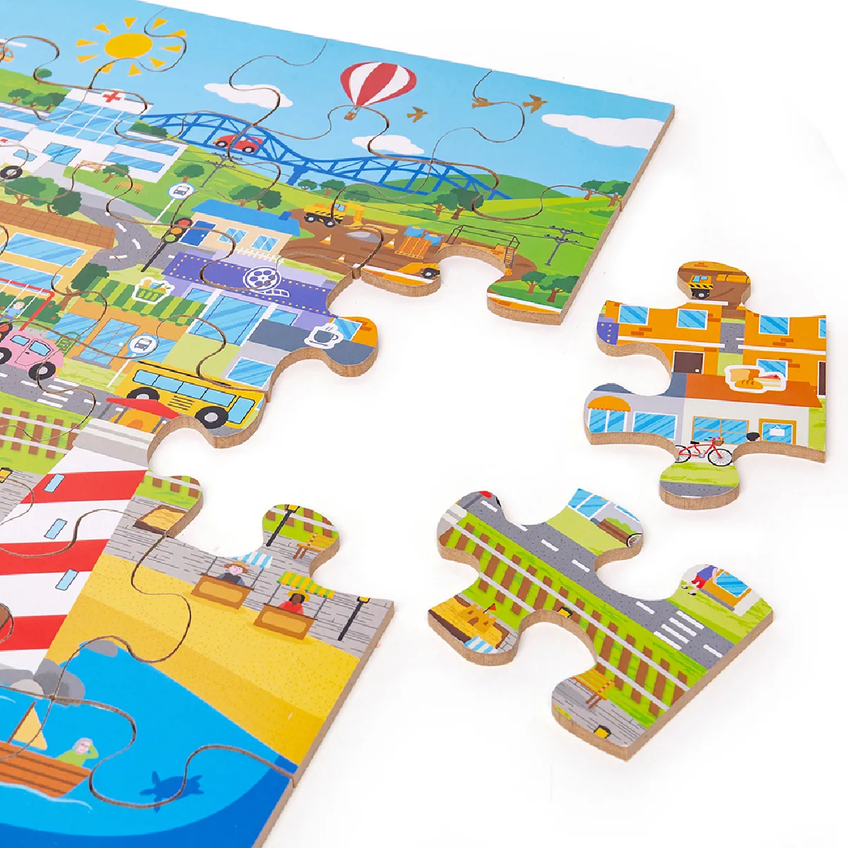 Bigjigs Toys Puzzle de Sol Ville de Transport