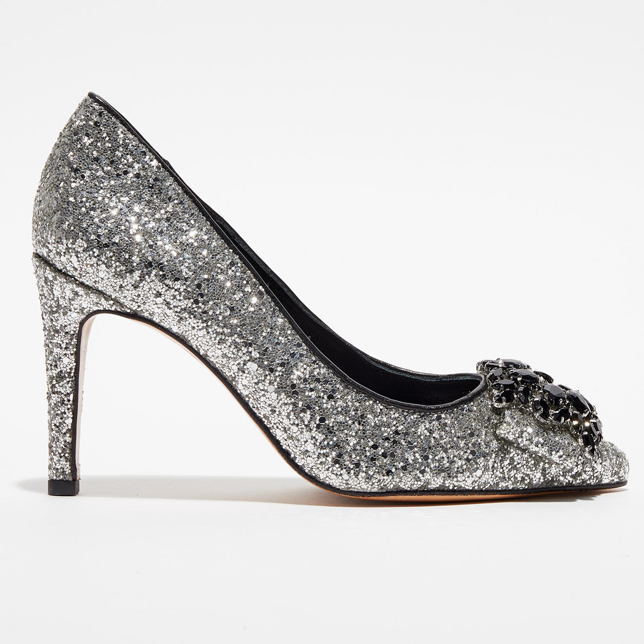 Cosmoparis Escarpins Manifik à paillettes argentés - Talon 9 cm