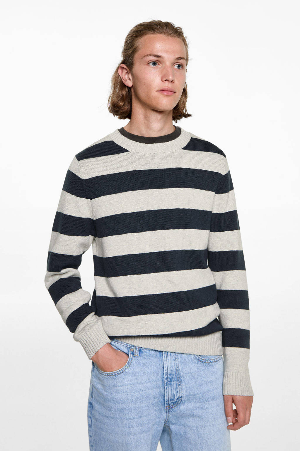 MANGO TEEN pullover marine fijn gebreid
