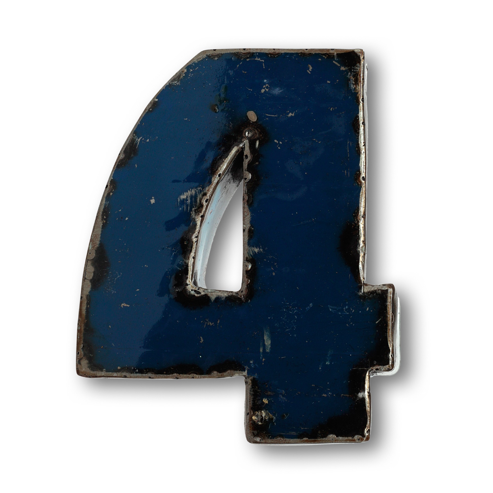 Metallziffer '4', multicolor, T 14 cm, B 20 cm, H 4 cm von fischer's lagerhaus