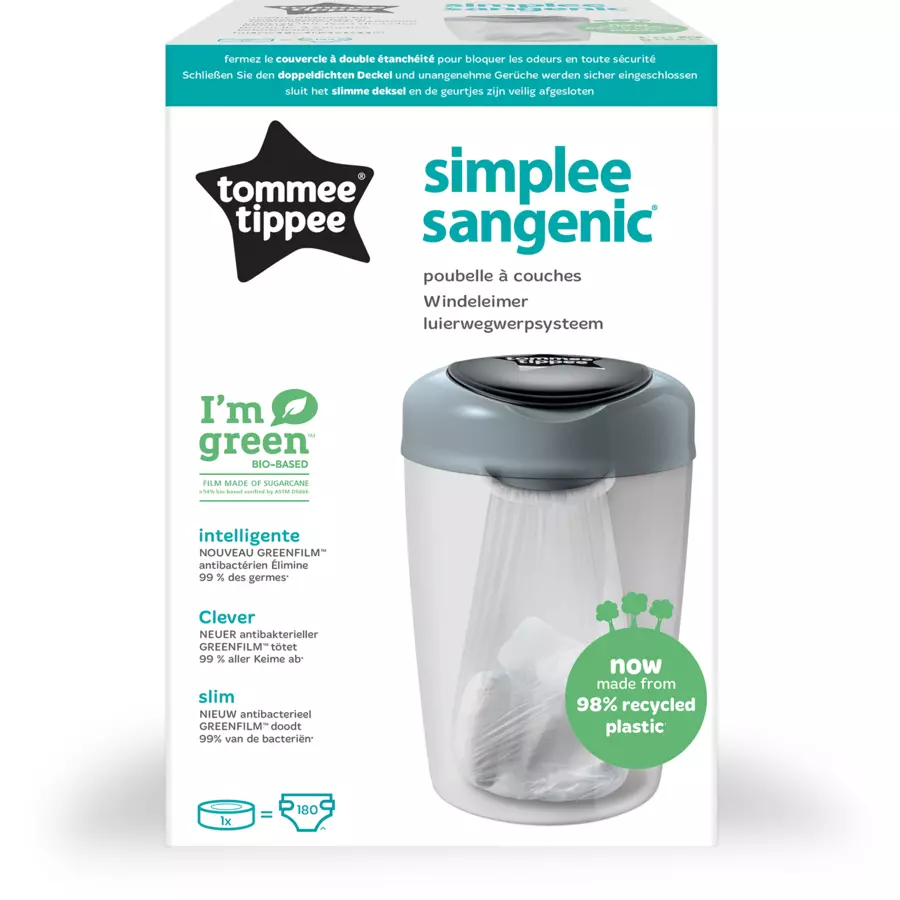 Tommee Tippee Windeleimer Sangenic Simplee inkl. 3 Kassetten weiß  grau