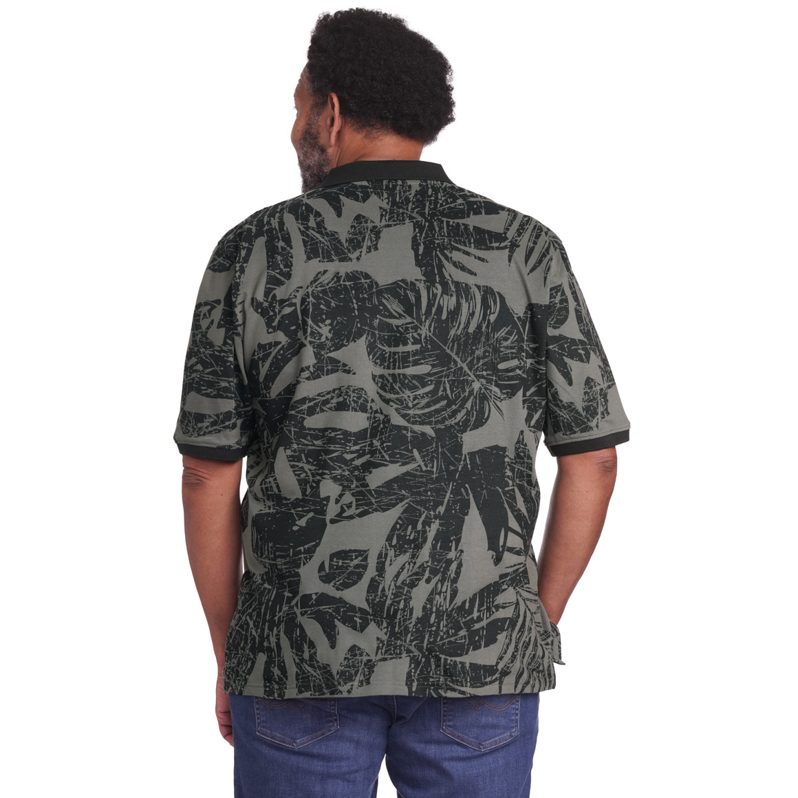 VanVaan Herren Poloshirt mit Allover-Muster oliv / grün