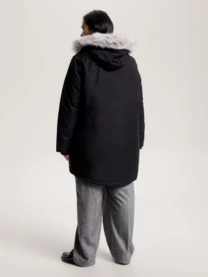 Parka acolchoada com capuz e forro de pele sintética Curve