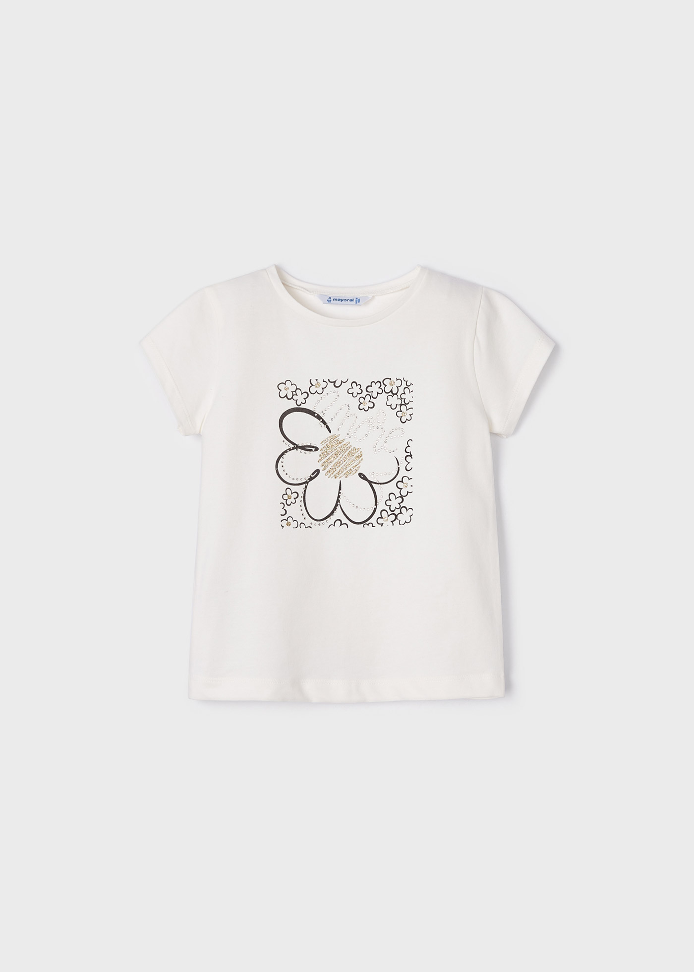 Camiseta de manga curta para meninas, feita de algodão sustentável.