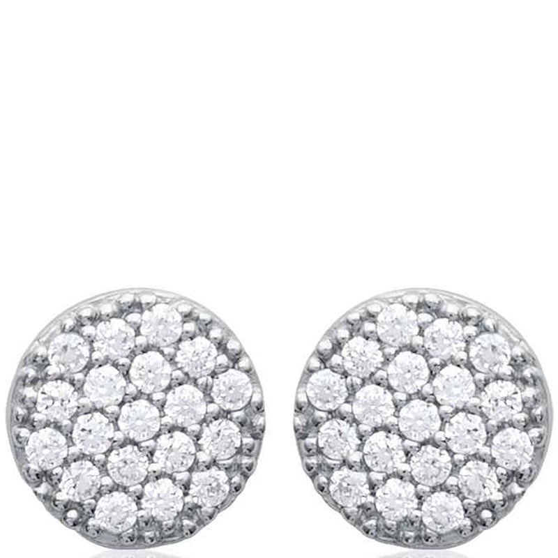 Boucles d'oreilles puces - Argent 925/1000 rhodié & oxyde de zirconium