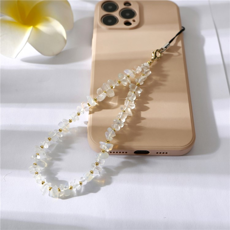 (21cm) Universal Handy Kette Phone Charms Schmuck Anhänger Handgelenkschlaufe - Weisse Kristalle