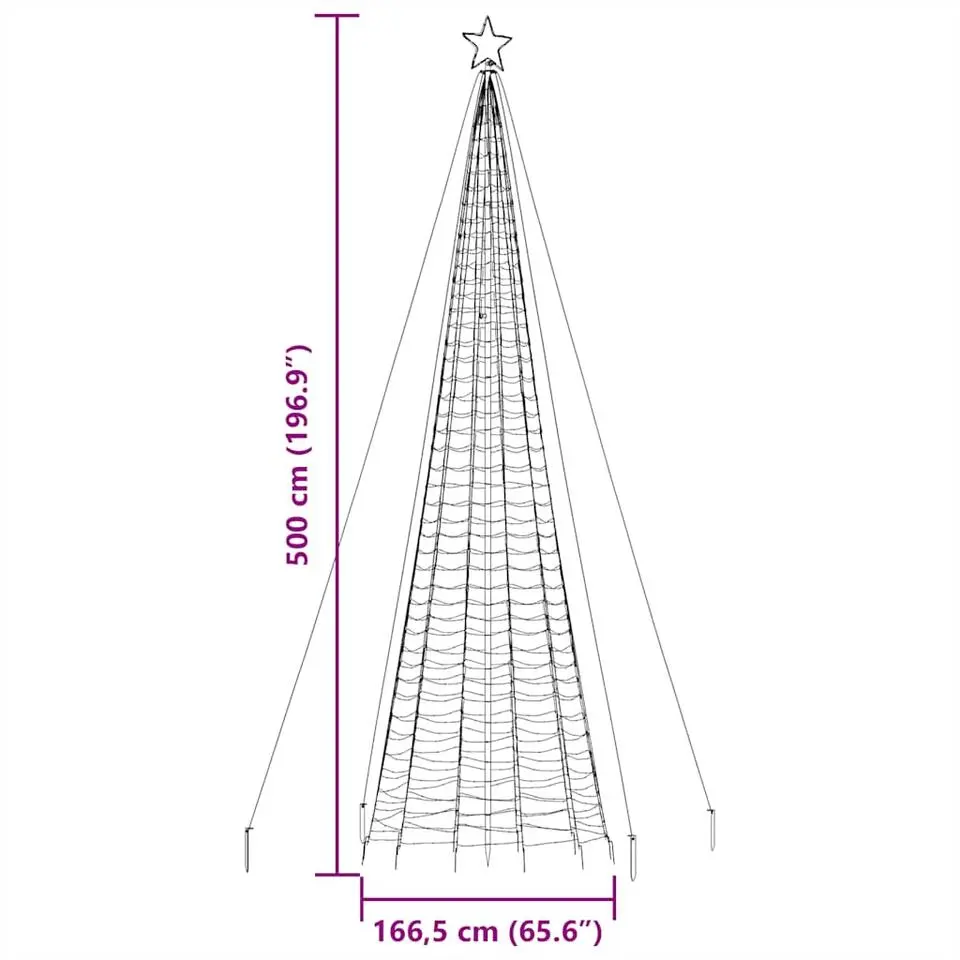 vidaXL - LED-kerstboom met spikes 1534 LEDs 166,5x500 cm - Warmwit - Koper