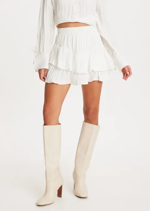 Skort met ruffles off-white (WIT.O)