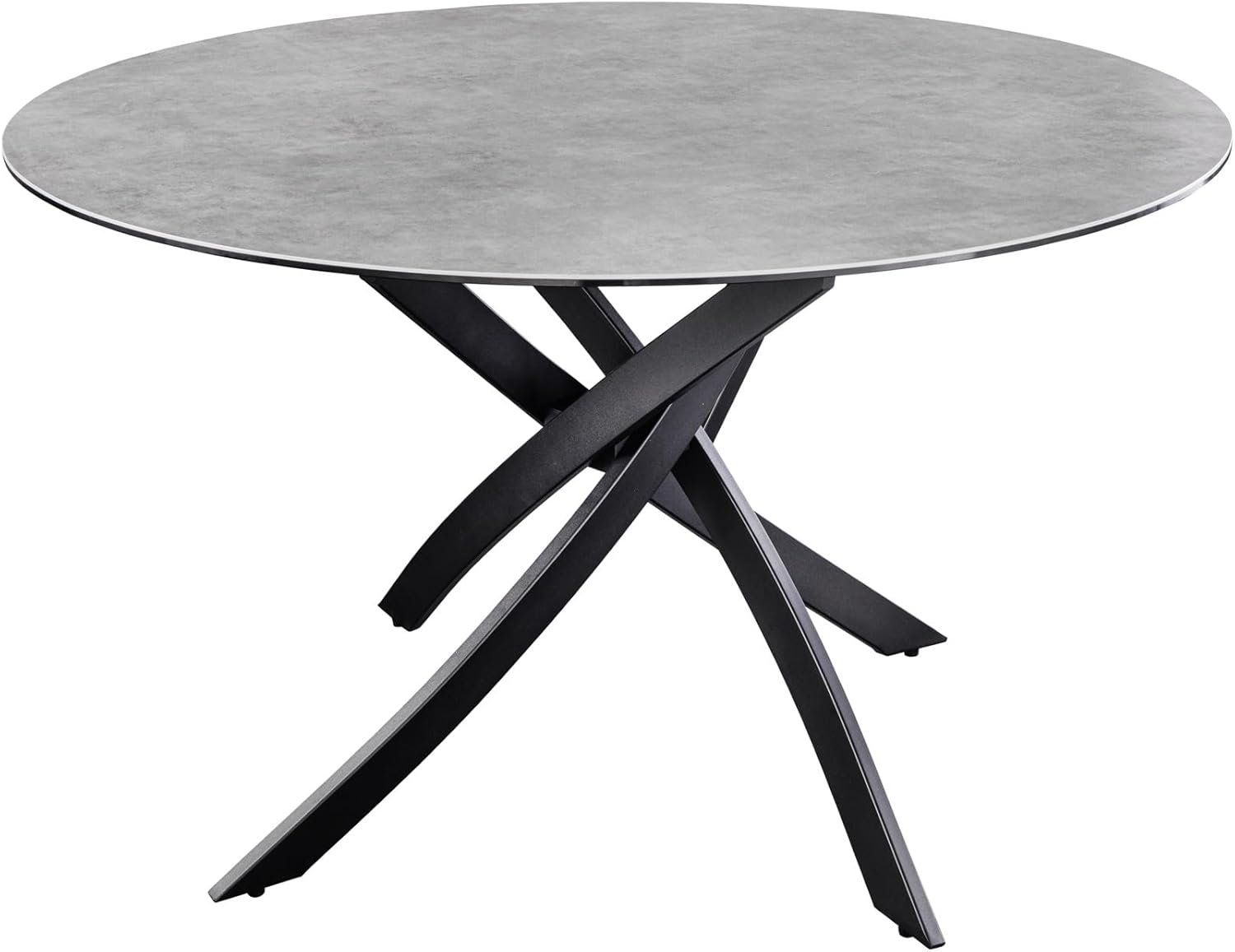 Riess Ambiente Runder Esstisch Alpine - 120cm - anthrazit Keramik schwarzes Metallgestell Esszimmertisch 6 Personen