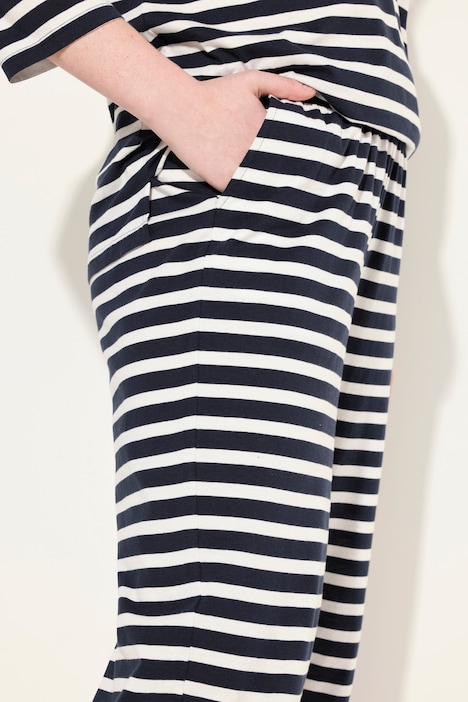 Pyjama-Culotte, Ringel, ausgestelltes Bein, Biobaumwolle