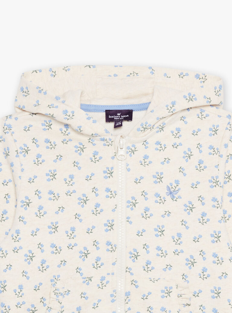 Haut de jogging vanille et bleu à fleurs