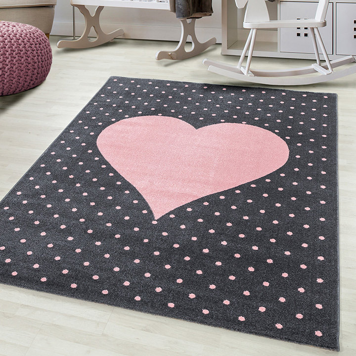 Kindervloerkleed - Bambi Hart Roze | Speels design