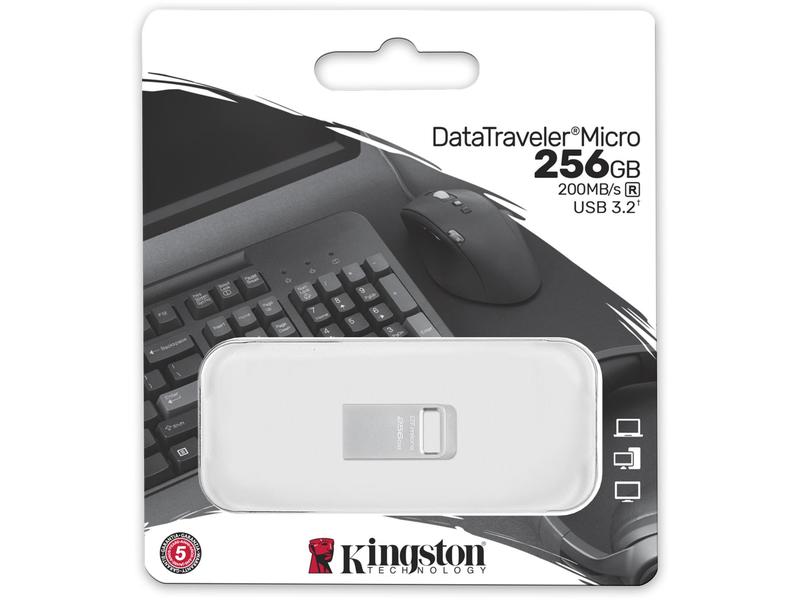 Kingston USB-Stick DT Micro 256 GB Ultrakompakter USB-Stick im Metallgehäuse