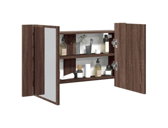 VIDAXL - Armoire à miroir à led de bain chêne marron 80x12x45 cm