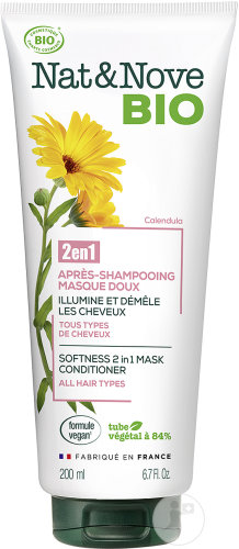 Nat&Nove Bio 2en1 Après-Shampoing Masque Doux Tous Types De Cheveux Tube 200ml