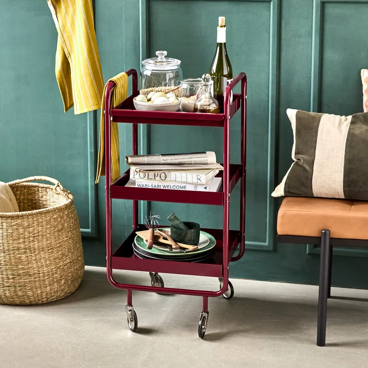 House Doctor - Servierwagen Roll, bordeaux