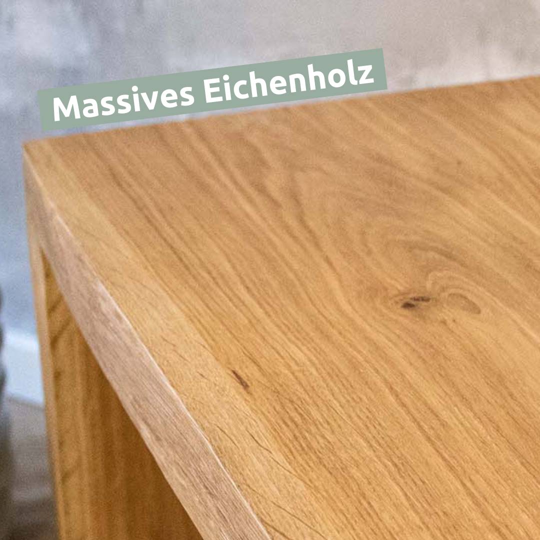 holz4home® Massivholz Hocker I Bank aus Eiche mit Baumkante | L