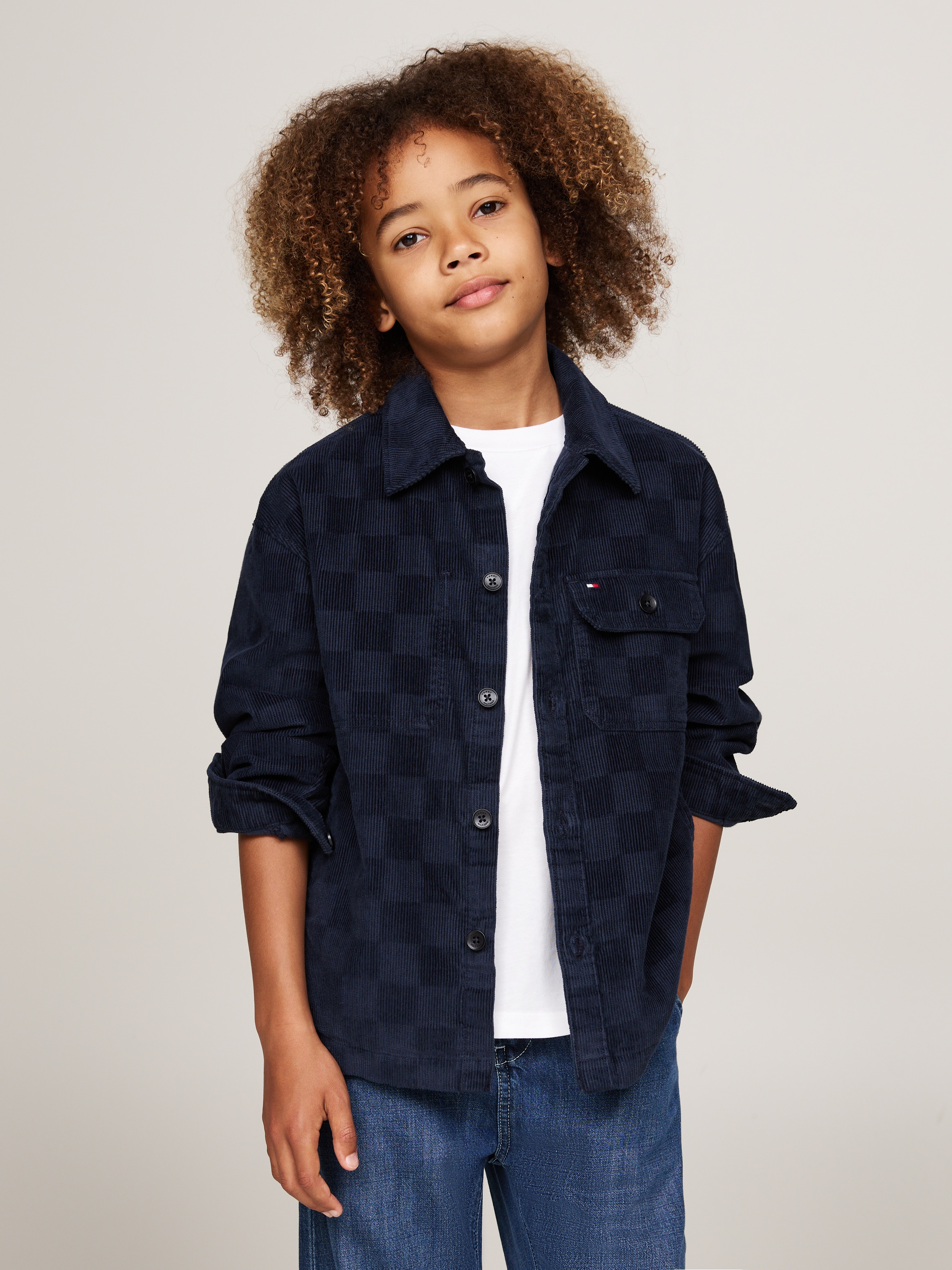 Tommy Hilfiger Langarmhemd »CHECKERBOARD CORDUROY SHIRT LS«, mit Schachbrett-Print