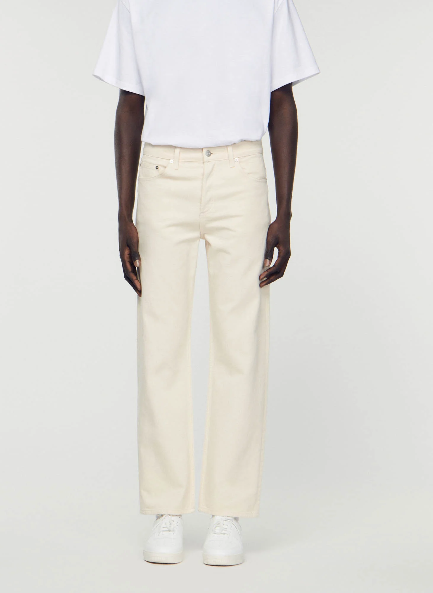 Jean droit en coton| Blanc