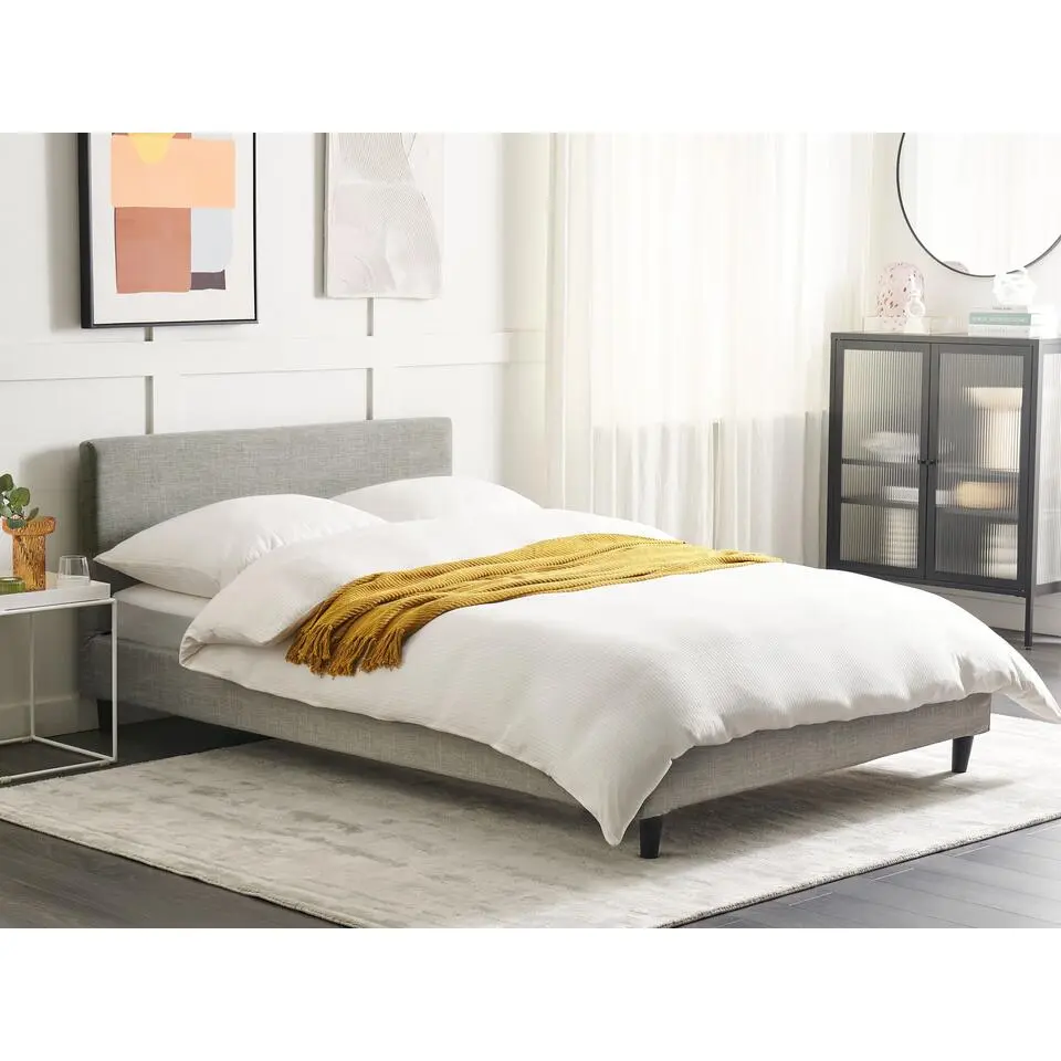 FITOU - Tweepersoonsbed - Lichtgrijs - 140 x 200 cm - Polyester