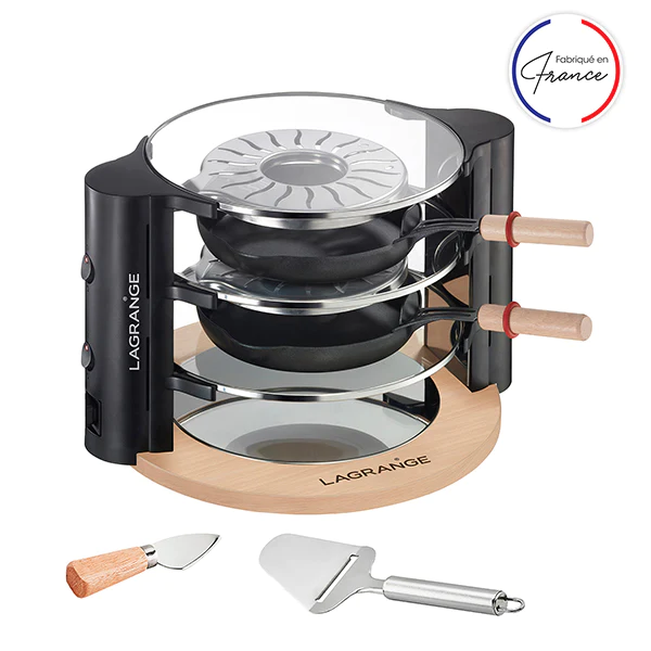Raclette Evolution avec accessoires à fromage et deux grands poêlons L