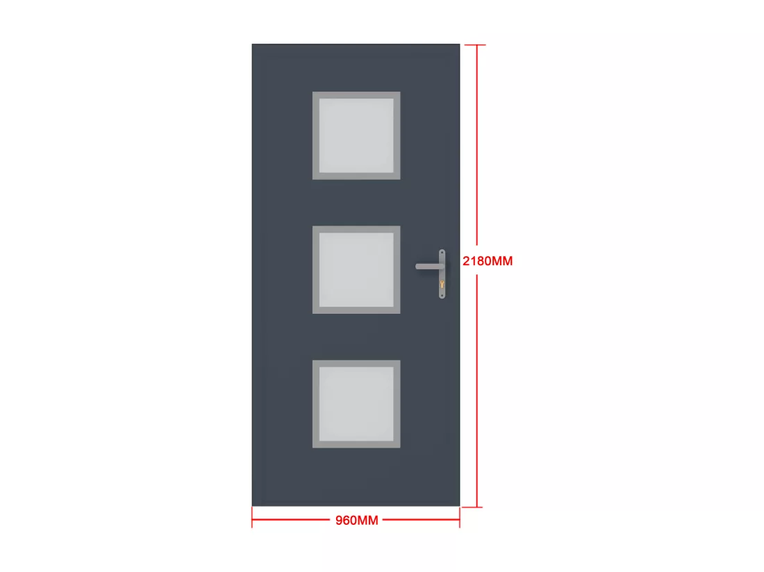 Porte d'entrée en aluminium H218 x L96 cm anthracite - poussant gauche - ROSILVA