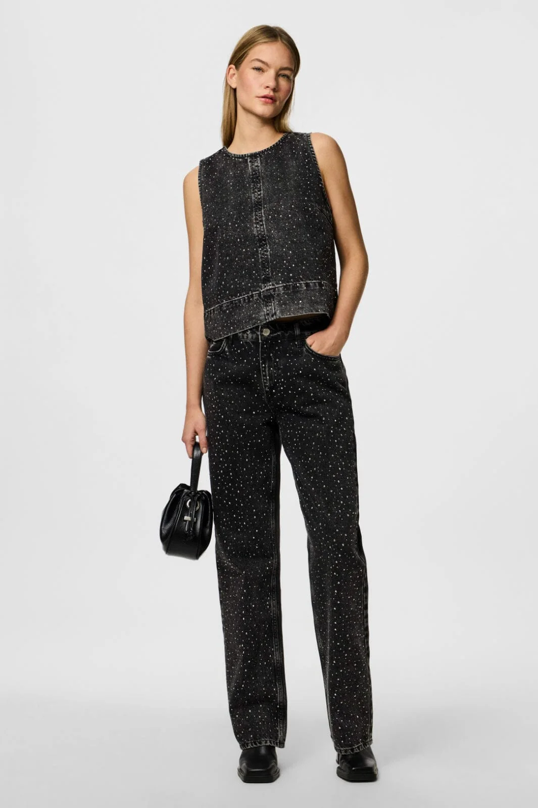 Pieces Pcnoel Sl O-Neck Denim Top Fsy