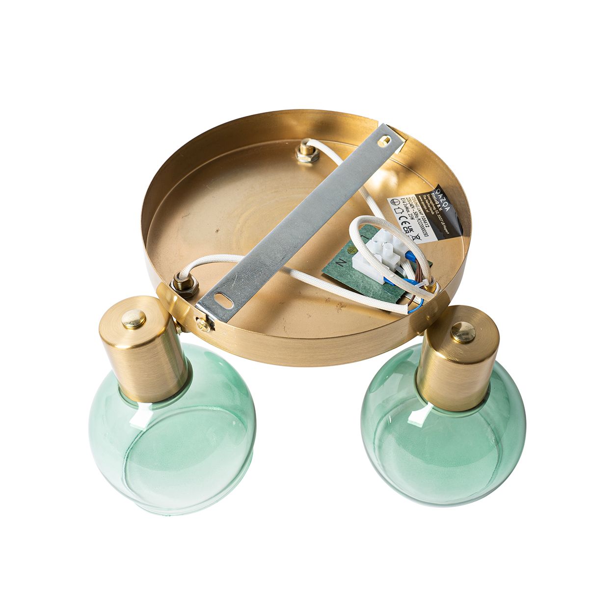 Art Deco plafondspot goud met groen glas 3-lichts - Vidro