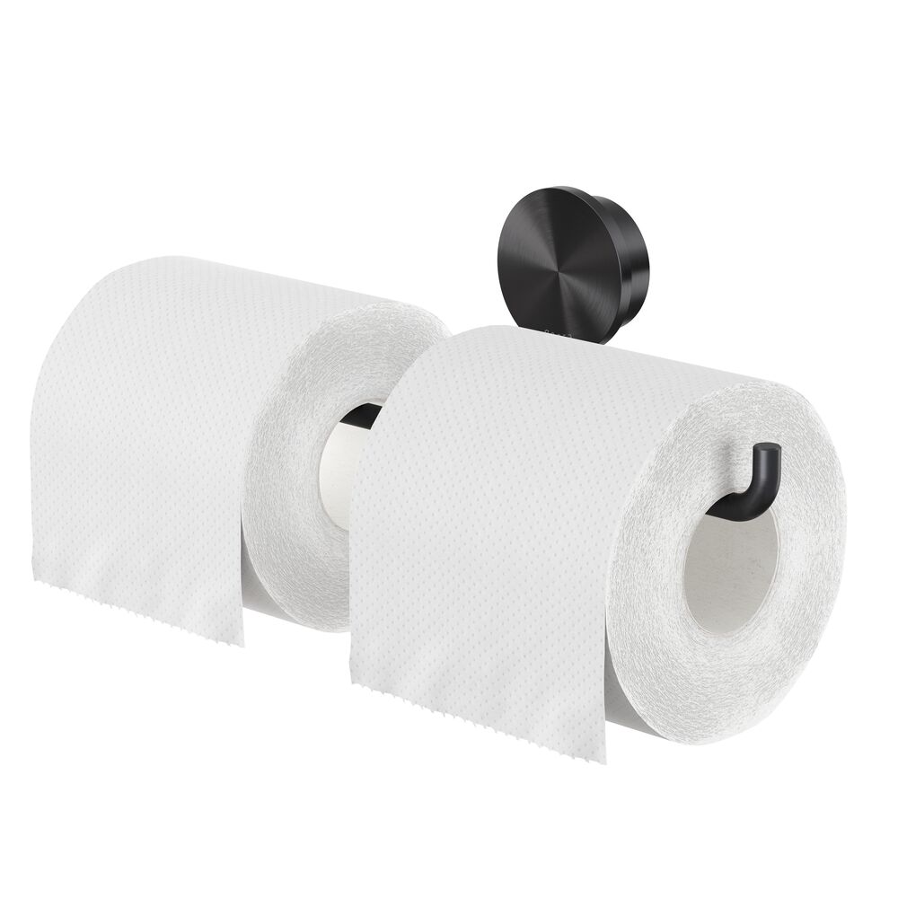 Geesa Opal toiletrolhouder dubbel zwart metaal geborsteld