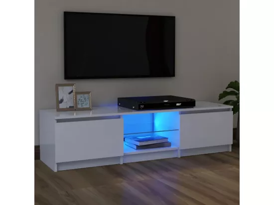 Meuble TV avec lumières LED Blanc 120x30x35,5 cm