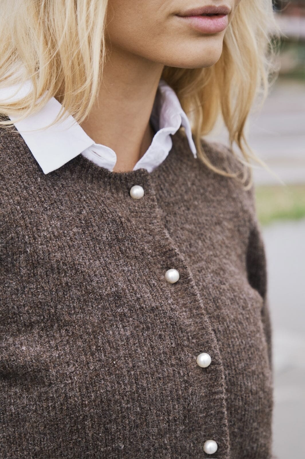 Neo Noir Nuna Knit Cardigan brown melange