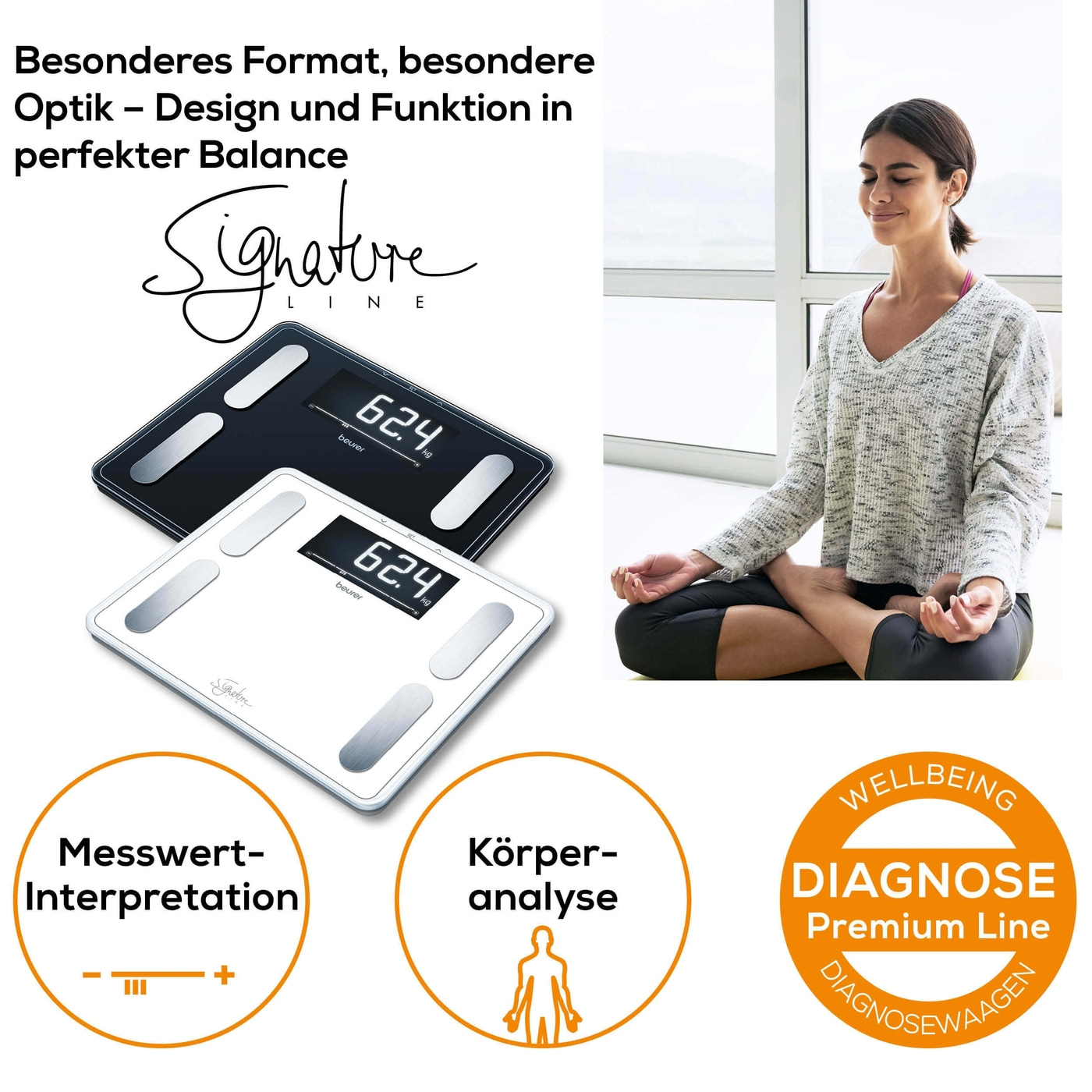 BF 410 Diagnosewaage LED Personen Waage zur Körperanalyse inkl. Batterien (73573) - Weiss